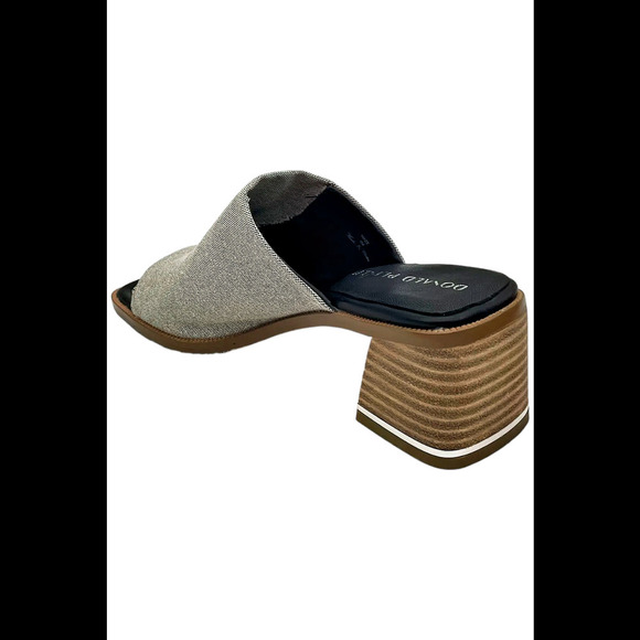 Donald Pliner Women's Haze Canvas Stretch Heeled Sandal Black/Natural - Medium - Picture 3 of 3